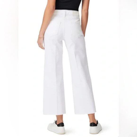 Womens Paige Anessa Crisp White Cropped Wide Leg Denim Jeans 24 - Picture 2 of 11